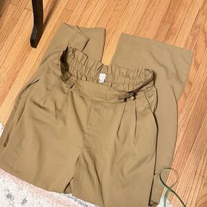 Tan High-Waisted Trousers